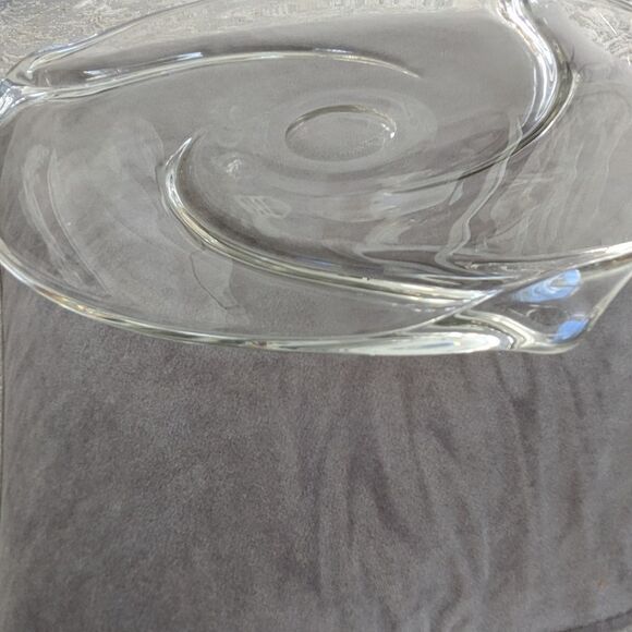 Vtg MCM 1960s Val St. Lambert Platter Romy Signed Heavy Crystal 13" Sandwich - Picture 7 of 14